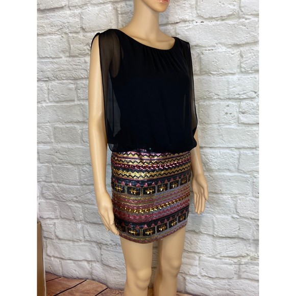 AIDAN MATTOX Sequin Dress Size 2 Party Dress Mini Dress Cocktail Dress Colorful - Picture 1 of 13